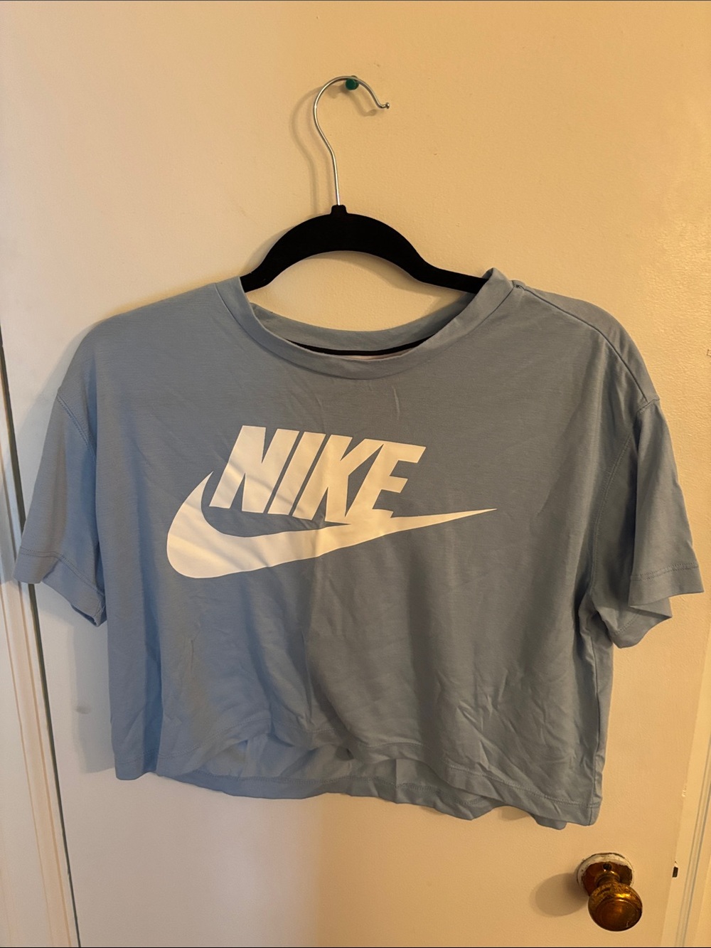 Nike Light Blue Cropped Logo Tee